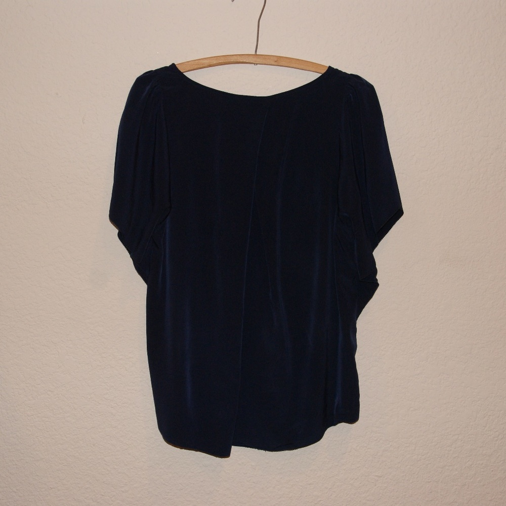 009 POSTMARK Navy Flutter Sleeve Hilma Blouse sz 6 - Picture 4 of 8